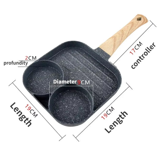 1Pc Medical Stone Four-Hole Omelette Pot Household Non-Stick Flats-Bottomed Egg Dumpling Pot Breakfast Egg Burger Frying Pan